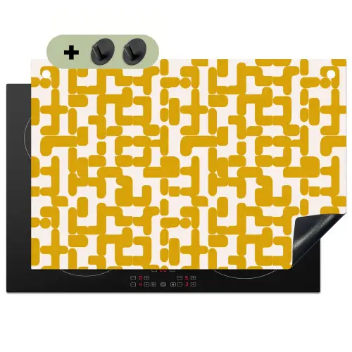 Geel - Beige - Patroon Inductie beschemer met haakjes klein 777 -3d