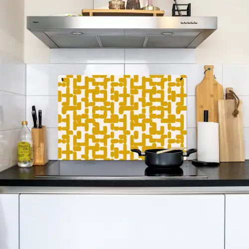 Geel - Beige - Patroon Inductie beschemer met haakjes klein 777 -sfeer2