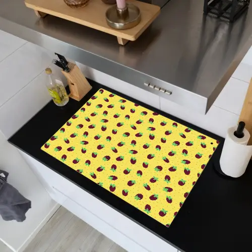 Geel - Frambozen - Patroon Inductie beschemer met haakjes klein 777 -sfeer1