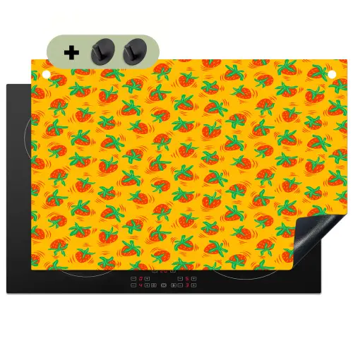 Geel - Aardbei - Patroon Inductie beschemer met haakjes klein 777 -3d