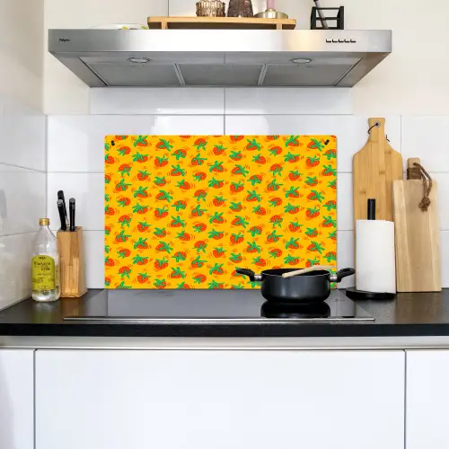 Geel - Aardbei - Patroon Inductie beschemer met haakjes klein 777 -sfeer2