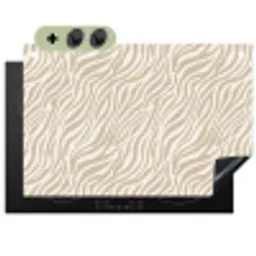 Zebra - Patroon - Beige Inductie beschemer met haakjes klein 777 -3d