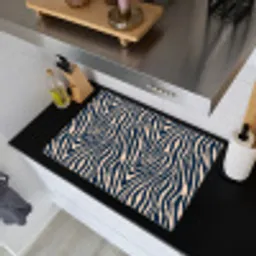 Zebra - Patroon - Blauw - Beige Inductie beschemer met haakjes klein 777 -sfeer1