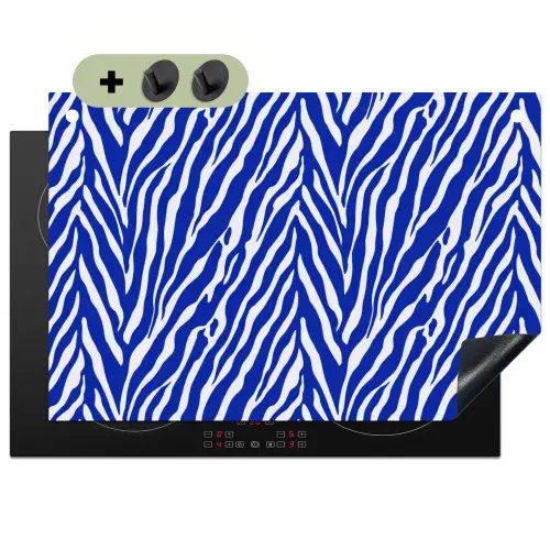 Zebra - Patroon - Kobalt - Blauw Inductie beschemer met haakjes klein 777 -3d