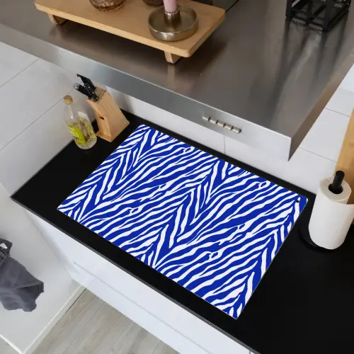 Zebra - Patroon - Kobalt - Blauw Inductie beschemer met haakjes klein 777 -sfeer1
