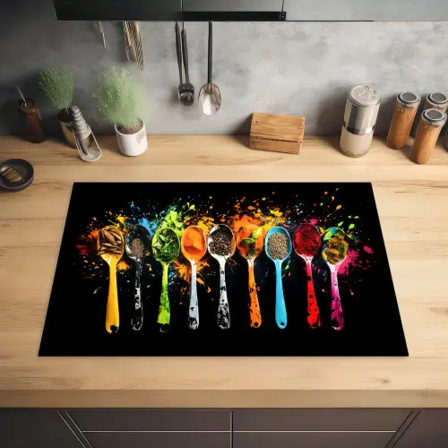 Lepels - Kruiden - Modern - Graffiti - Verf - Kleurrijk Inductie beschermer vinyl 3mm klein -sfeer5