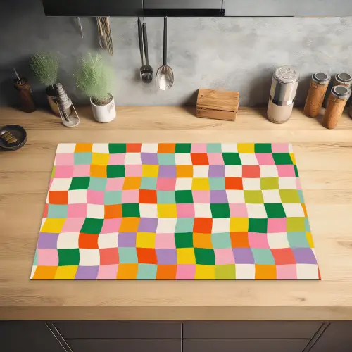 Vierkanten - Kleurrijk - Golvend Inductie beschermer vinyl 3mm klein -sfeer5