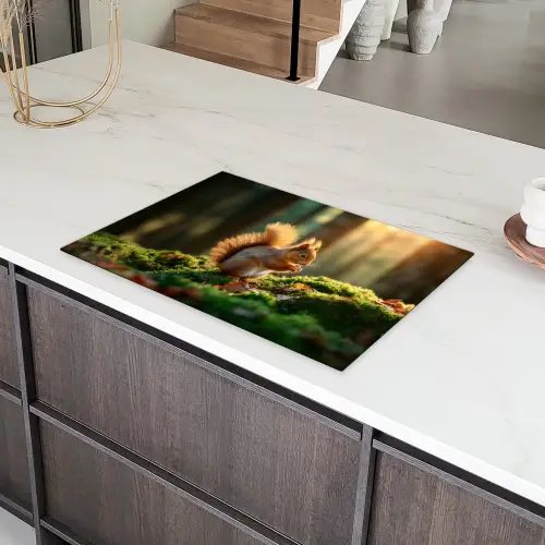 Eekhoorn - Nootje - Gras Inductie beschermer vinyl 3mm klein -sfeer8