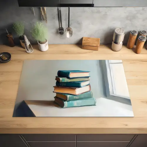 Stapel - Boeken - Groen - Daglicht Inductie beschermer vinyl 3mm klein -sfeer5