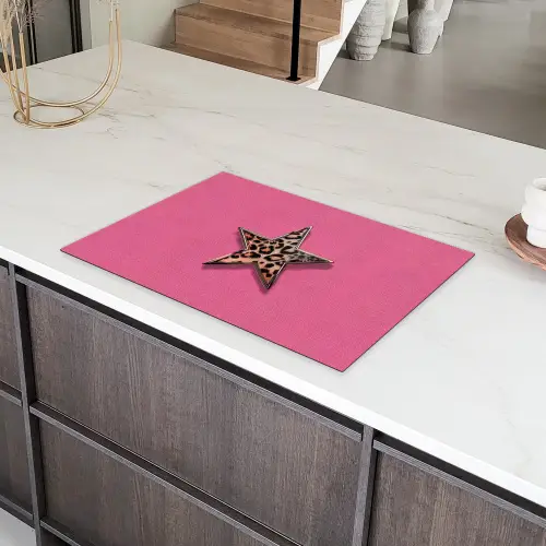 Ster - Luipaard - Print - Roze Inductie beschermer vinyl 3mm klein -sfeer8