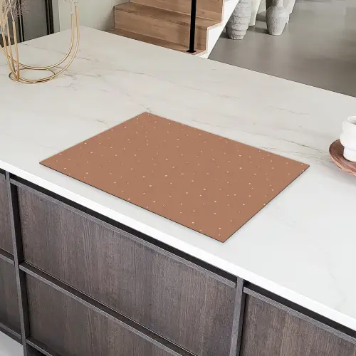 Sterrenstof op Terracotta Inductie beschermer vinyl 3mm klein -sfeer8