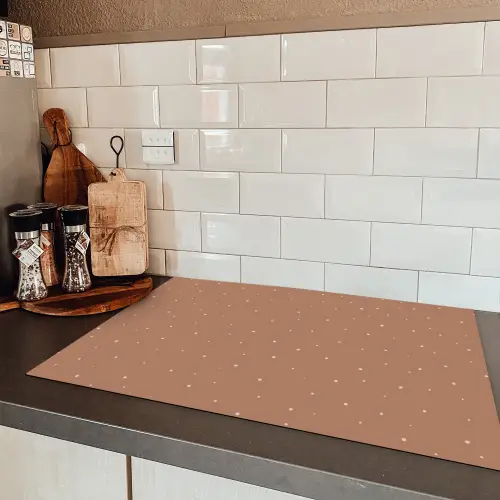 Sterrenstof op Terracotta Inductie beschermer vinyl 3mm klein -sfeer3