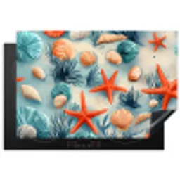 Zeesterren - Schelpen - Illustratie - Zand Inductie beschermer vinyl 3mm klein -3d