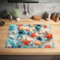 Zeesterren - Schelpen - Illustratie - Zand Inductie beschermer vinyl 3mm klein -sfeer5