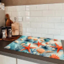 Zeesterren - Schelpen - Illustratie - Zand Inductie beschermer vinyl 3mm klein -sfeer3
