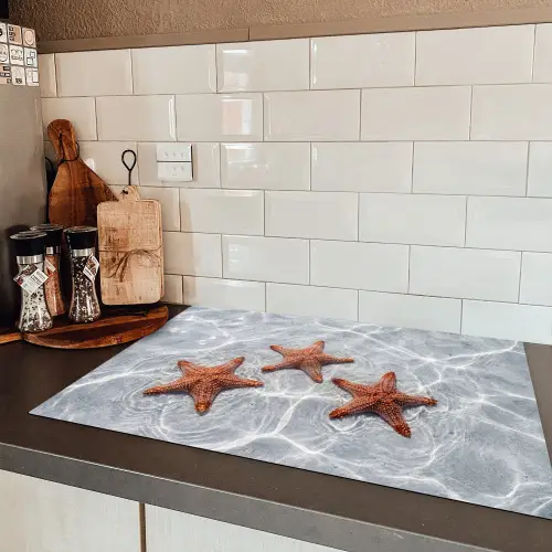 Zeesterren - Water - Helder Inductie beschermer vinyl 3mm klein -sfeer3