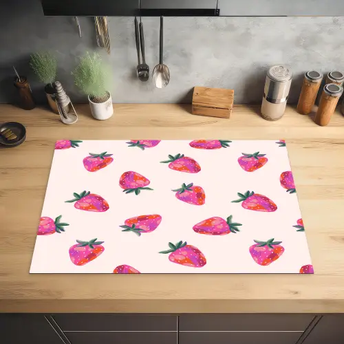 Aardbeien - Rood - Roze - Patroon Inductie beschermer vinyl 3mm klein 276 -sfeer5