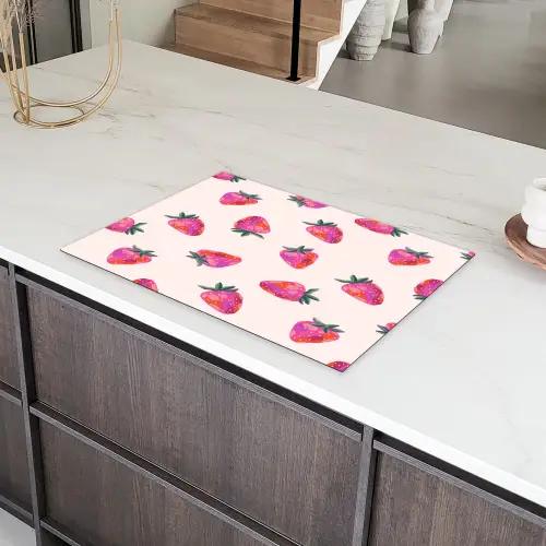 Aardbeien - Rood - Roze - Patroon Inductie beschermer vinyl 3mm klein 276 -sfeer8