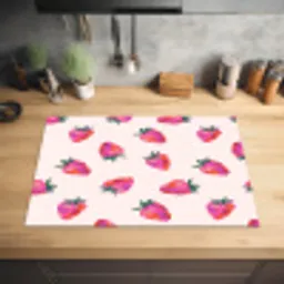 Aardbeien - Rood - Roze - Patroon Inductie beschermer vinyl 3mm klein 276 -sfeer5