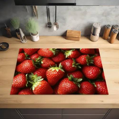 Aardbei - Fruit - Rood Inductie beschermer vinyl 3mm klein -sfeer5