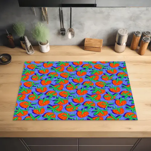 Aardbei - Rood - Zaadjes Inductie beschermer vinyl 3mm klein 276 -sfeer5