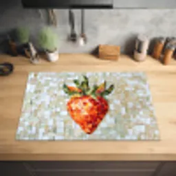 Aardbei - Rood - Mozaïek - Fruit Inductie beschermer vinyl 3mm klein -sfeer5