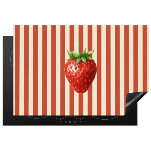 Aardbei - Strepen - Rood Inductie beschermer vinyl 3mm klein -3d