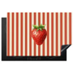Aardbei - Strepen - Rood Inductie beschermer vinyl 3mm klein -3d