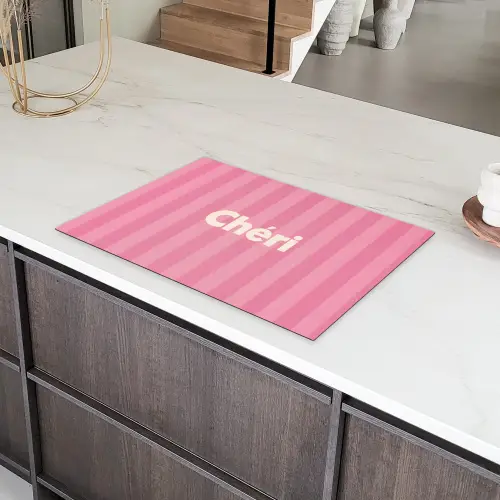 Gestreept - Roze - Chéri Inductie beschermer vinyl 3mm klein -sfeer8