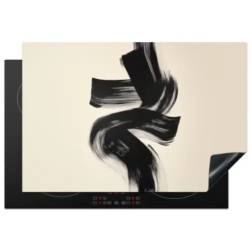 Strepen - Zwart - Abstract Inductie beschermer vinyl 3mm klein -3d