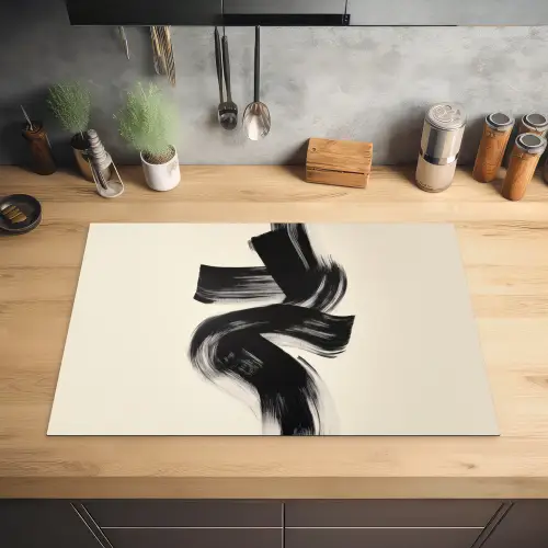 Strepen - Zwart - Abstract Inductie beschermer vinyl 3mm klein -sfeer5