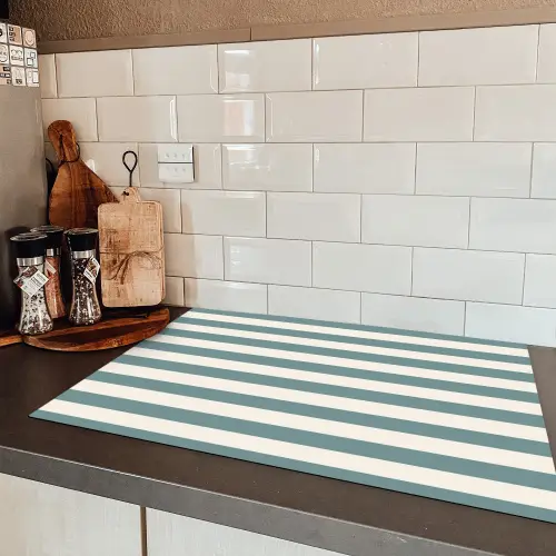 Strepen - Modern - Blauw Inductie beschermer vinyl 3mm klein 276 -sfeer3