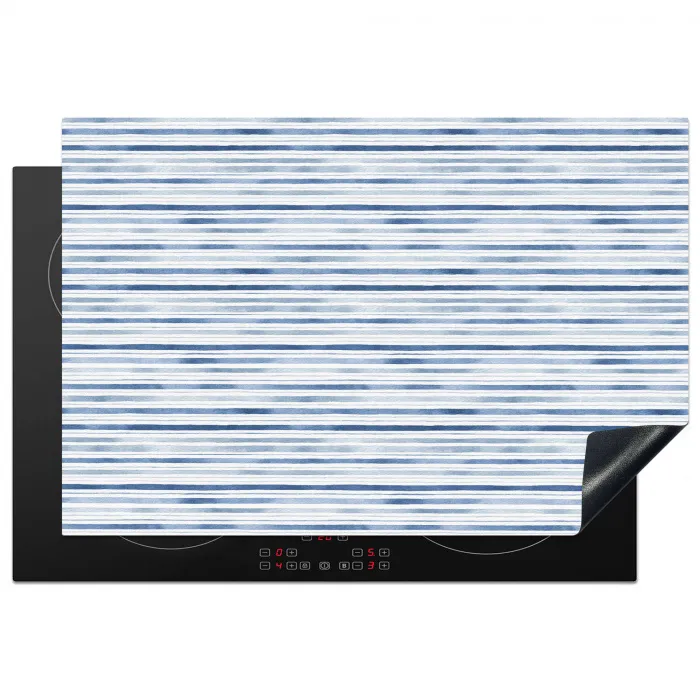 Chic - Strepen - Blauw - Wit Inductie beschermer vinyl 3mm klein 276 -3d