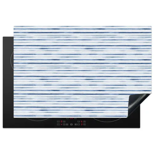 Chic - Strepen - Blauw - Wit Inductie beschermer vinyl 3mm klein 276 -3d