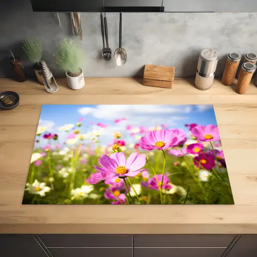 Zomerse Cosmea Inductie beschermer vinyl 3mm klein -sfeer5