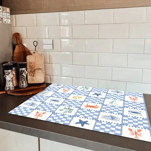 Zee - Sfeer- Mozaïek - Blauw Inductie beschermer vinyl 3mm klein 276 -sfeer3