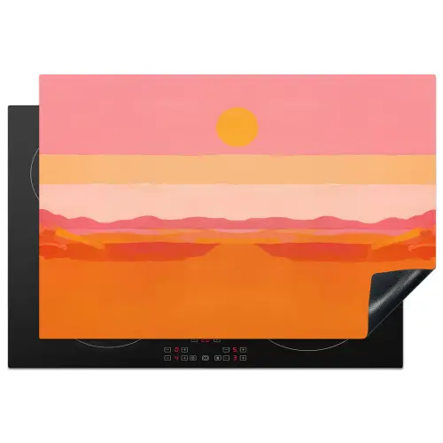 Zon - Abstract - Landschap - Oranje Inductie beschermer vinyl 3mm klein -3d
