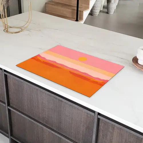 Zon - Abstract - Landschap - Oranje Inductie beschermer vinyl 3mm klein -sfeer8