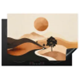 Zon - Heuvels - Boom - Abstract Inductie beschermer vinyl 3mm klein -3d