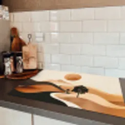 Zon - Heuvels - Boom - Abstract Inductie beschermer vinyl 3mm klein -sfeer3