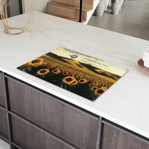 Zonnebloem - Veld - Windmolen Inductie beschermer vinyl 3mm klein -sfeer8