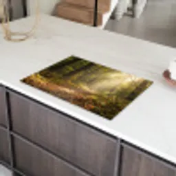 Zonlicht - Bospad - Bomen Inductie beschermer vinyl 3mm klein -sfeer8
