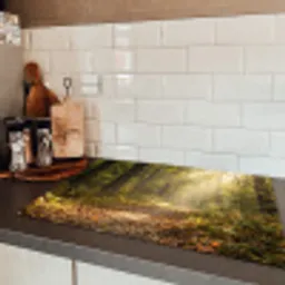 Zonlicht - Bospad - Bomen Inductie beschermer vinyl 3mm klein -sfeer3