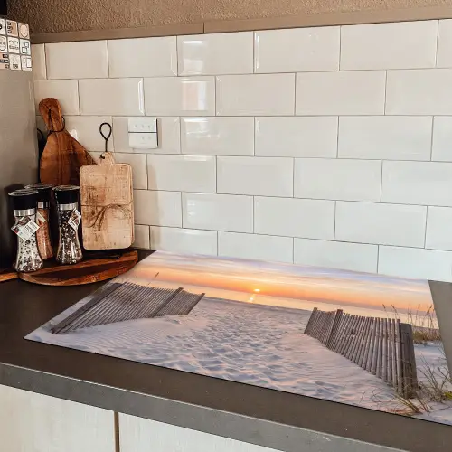Zonsondergang - Strand - Zand Inductie beschermer vinyl 3mm klein -sfeer3