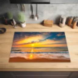 Zonsondergang - Strand - Zee - Wolken - Oranje Inductie beschermer vinyl 3mm middel -sfeer5