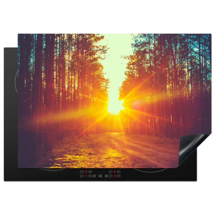 Zonsondergang - Bomen - Bos - Natuur Inductie beschermer vinyl 3mm middel -3d