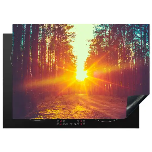 Zonsondergang - Bomen - Bos - Natuur Inductie beschermer vinyl 3mm middel -3d