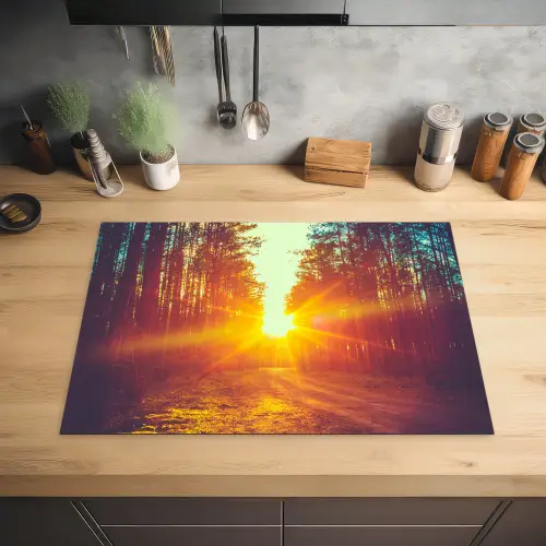 Zonsondergang - Bomen - Bos - Natuur Inductie beschermer vinyl 3mm middel -sfeer5