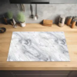 Wervelende - Grijsstructuur - Marmer - Wit Inductie beschermer vinyl 3mm klein 276 -sfeer5