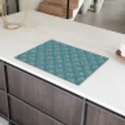 Symmetrisch - Patroon - Blauw Inductie beschermer vinyl 3mm klein 276 -sfeer8